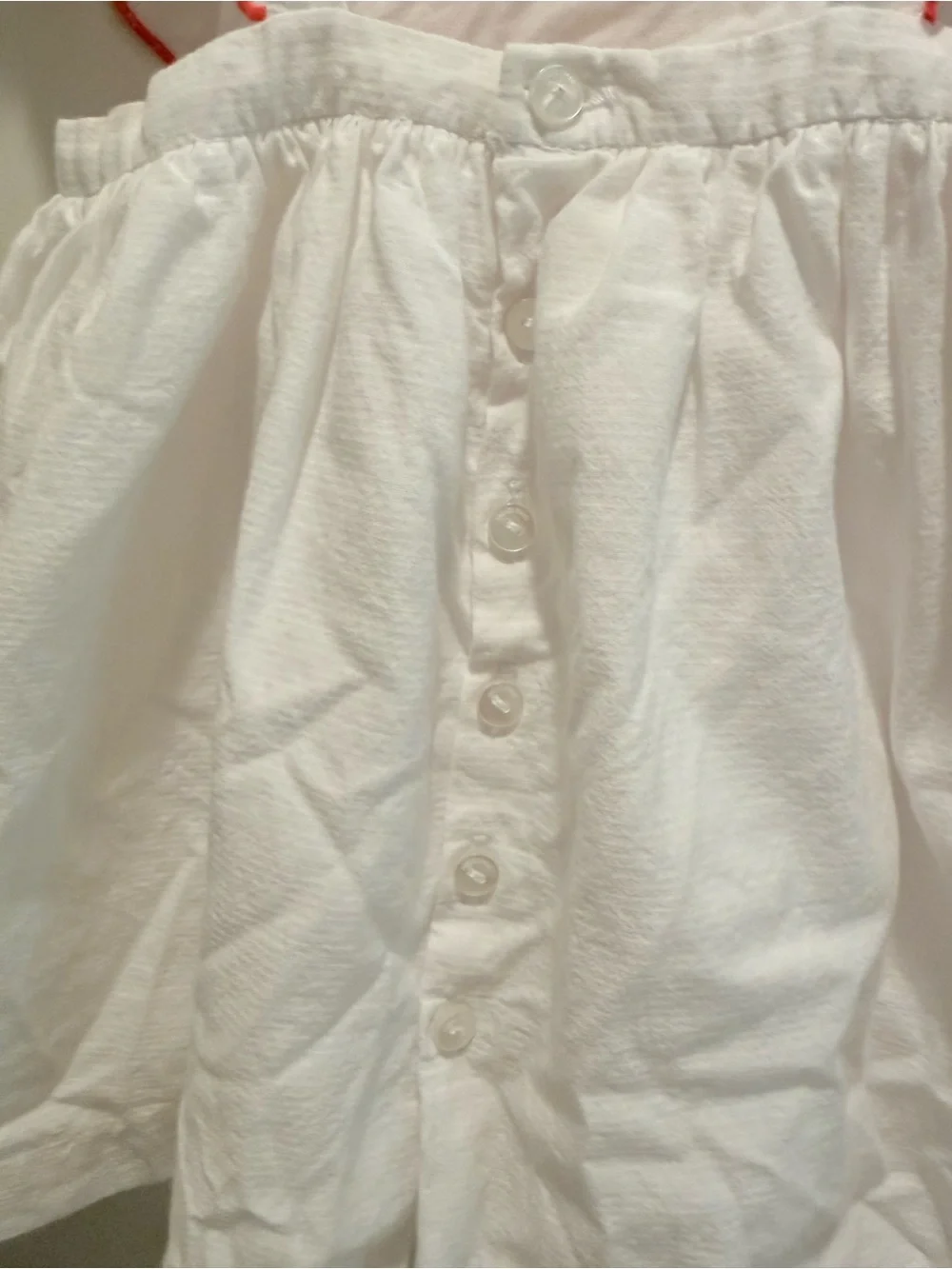 Jacadi Baby 18M Infant White Cotton Dress Neon Pink Smocked and ruffle Sleeves